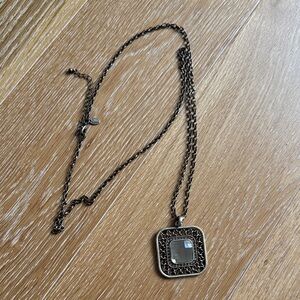 Lia Sophia Silver Necklace with Black Pendant